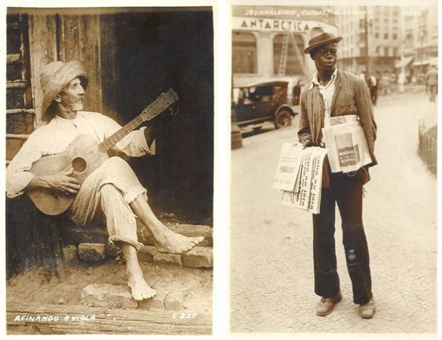 Afinando a Viola - F 227, que remete a uma das obras de Almeida / O jornaleiro Clóvis - S. Paulo - F 130